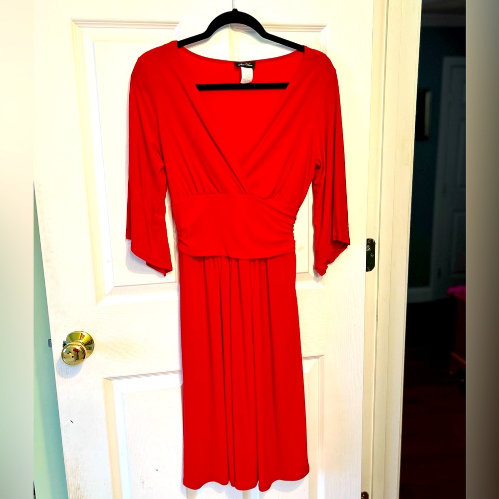 Red Faux Wrap Dress Medium